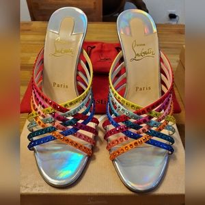 Christian Louboutin Marthastrass 100 Crystal-embellished Mules Sandals - Rare